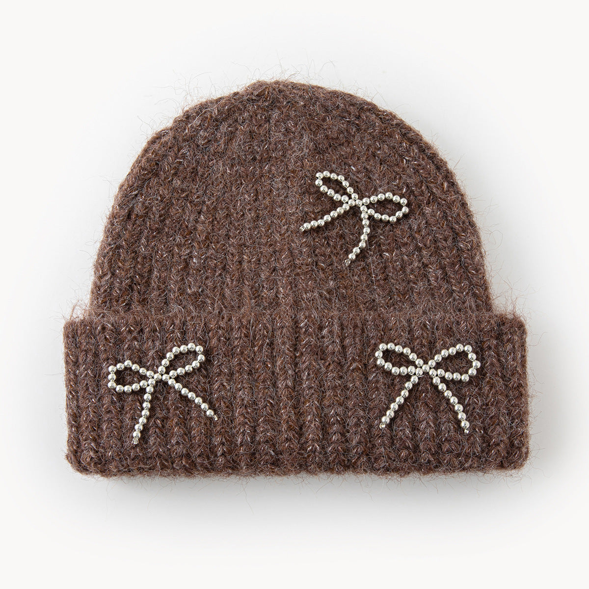 New Autumn Winter Solid-Color Bow-Knot All-Match Knitted Hat
