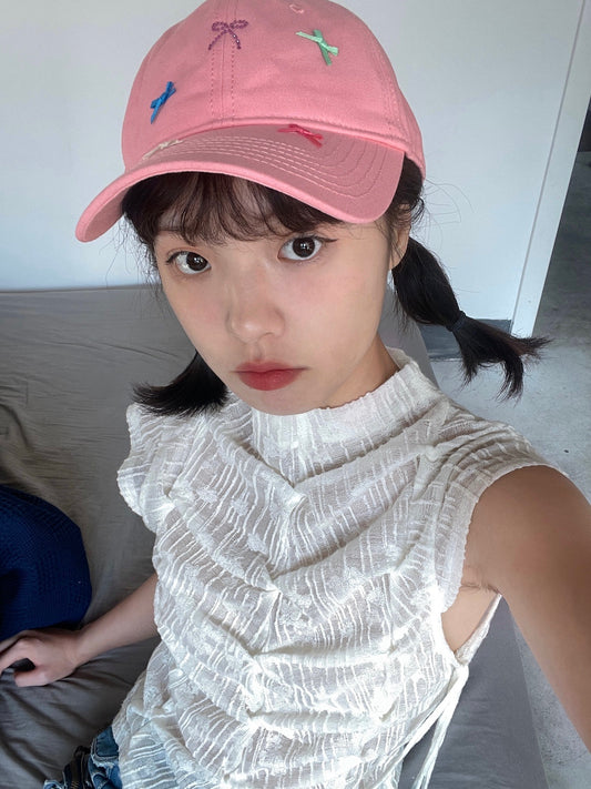Autumn And Winter Rhinestone Bow Peaked Cap