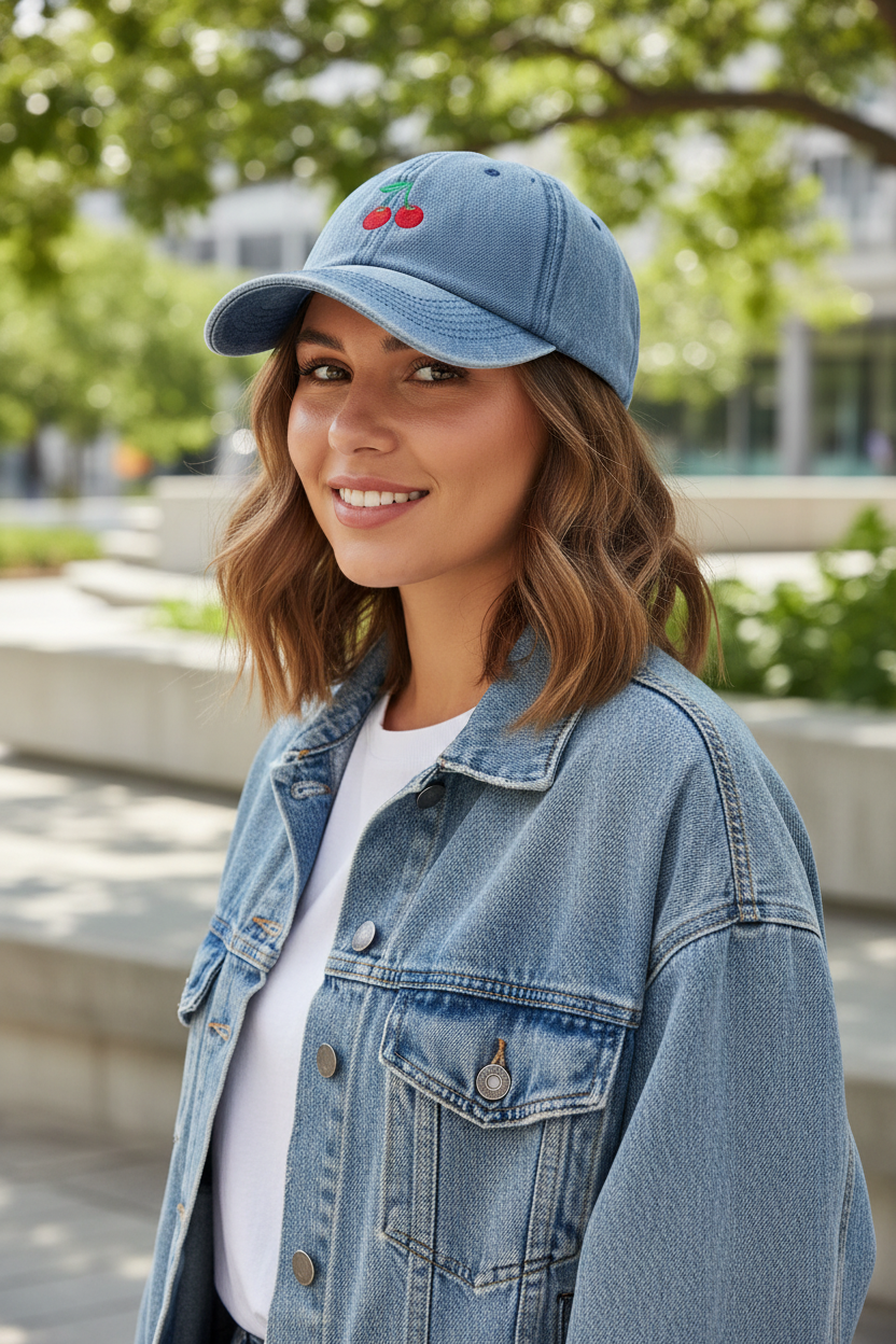 Spence Denim Baseball Cap – Light Blue, Adjustable
