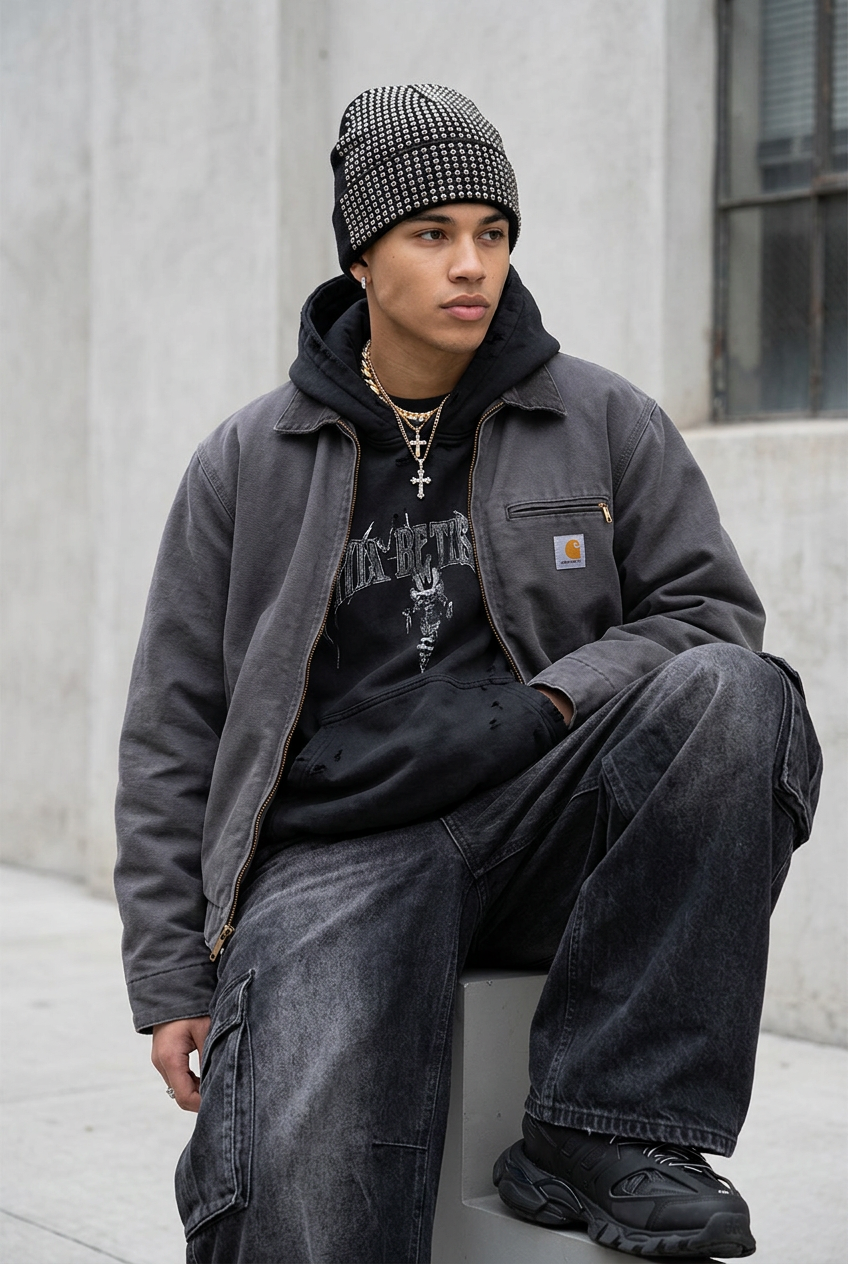 Claremont Rhinestone Acrylic Beanie – Punk Dome Knit, Unisex
