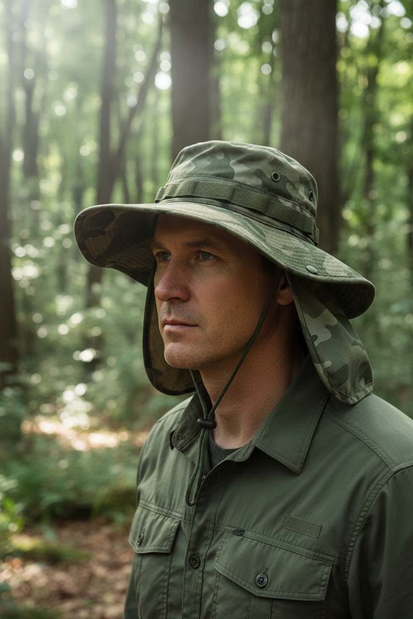 Drexler Camouflage Bucket Hat with Adjustable Fit & UV Protection