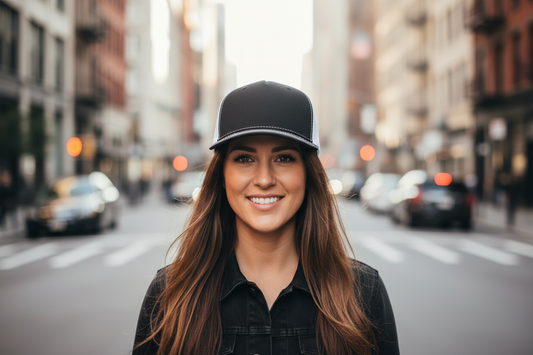 A collection of baseball caps in various colors, featuring a slightly curved wide brim and a breathable mesh back.
