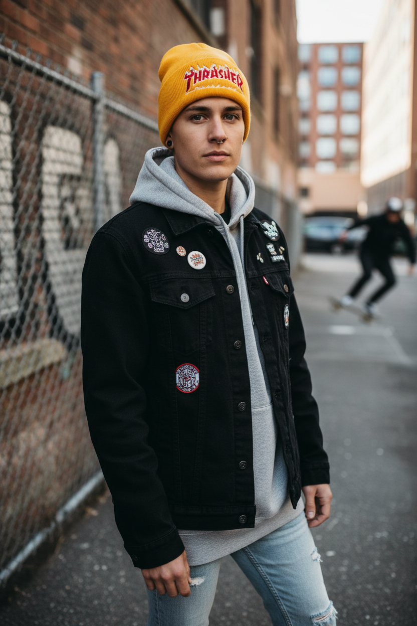 Thrasher Embroidery Knitted Wool Hat – Adjustable Dome Style