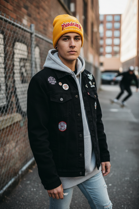 Thrasher Embroidery Knitted Wool Hat – Adjustable Dome Style
