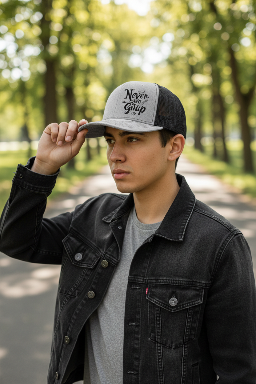 Never Give Up Polyester Trucker Hat