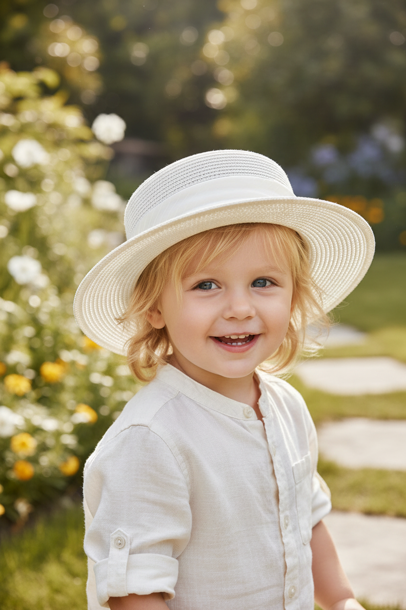 Kylie Children's Adjustable Straw Sun Hat, Flat Top