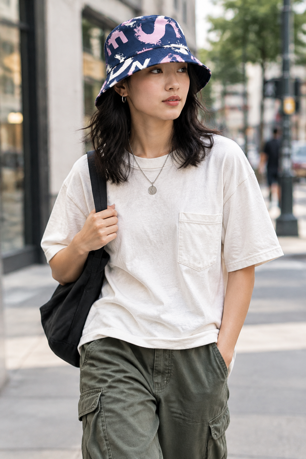 Denton Retro Polyester Graphic Bucket Hat, Medium