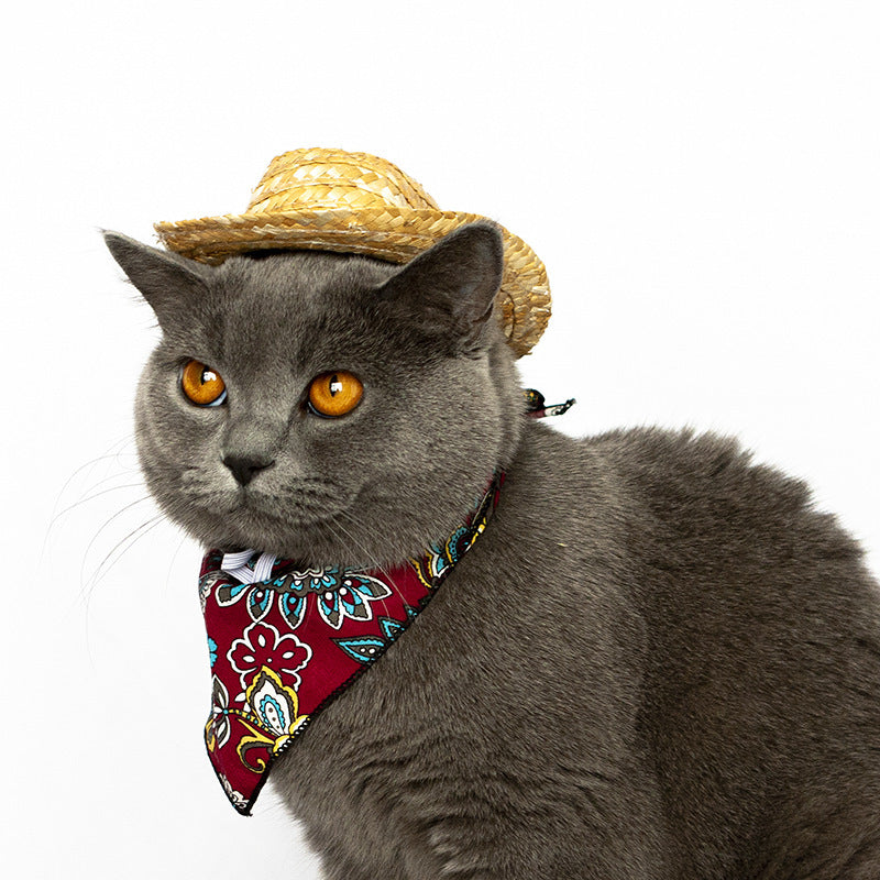 TheCapSpot - Pet Cat Western Straw Cowboy Hat
