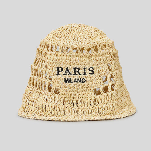 TheCapSpot - Embroidered Straw Bucket Hat