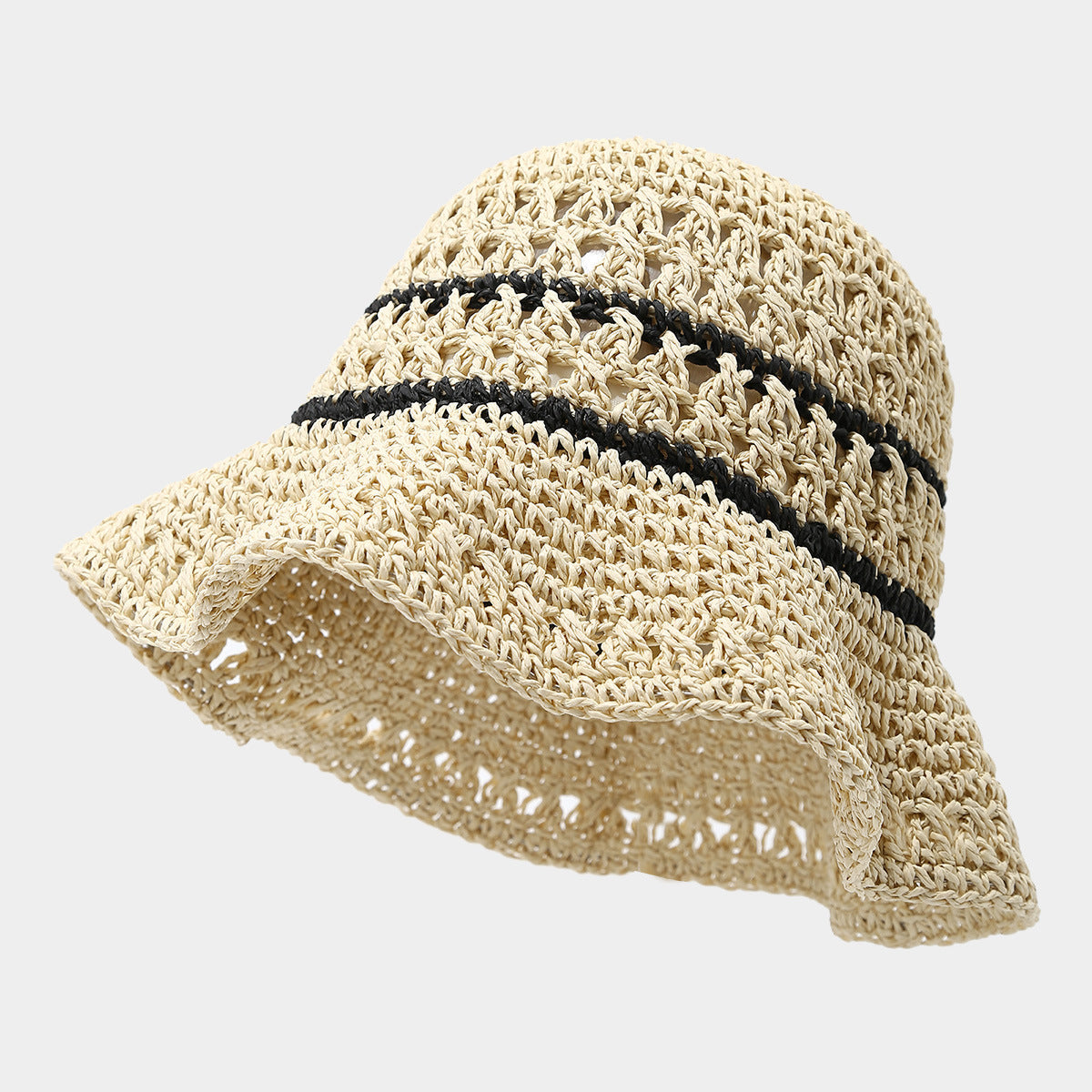 TheCapSpot - Crownover Crocheted Straw  Bucket Hat Women's Seaside Vacation