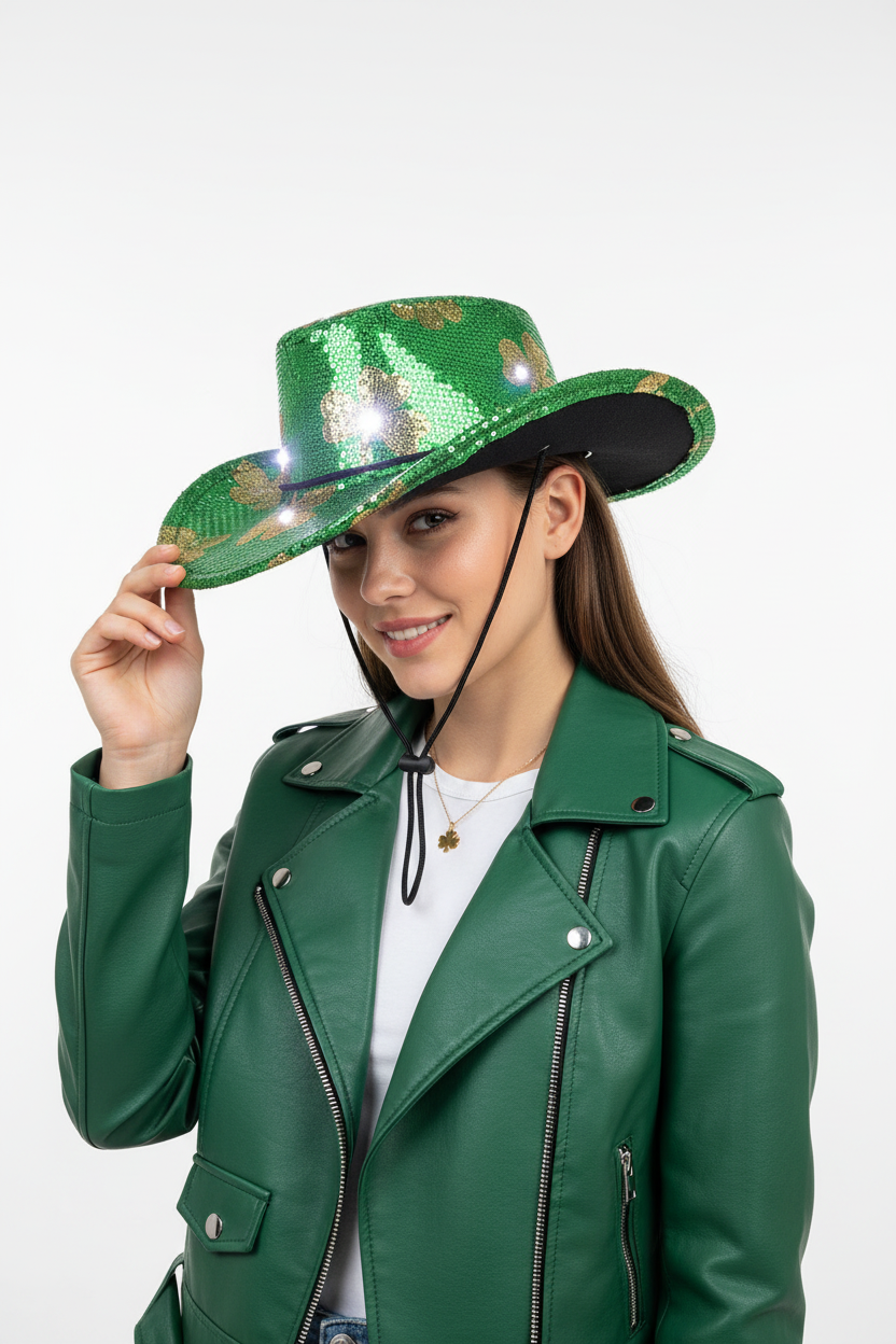 McGregor Green Gold Irish Cowboy Hat with Light
