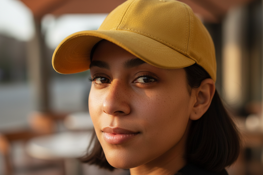 Yellow baseball cap on a white background