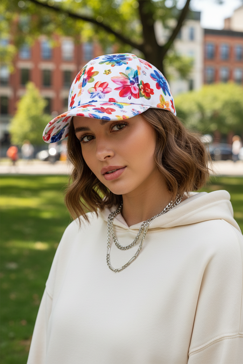Floral UV Protection Adjustable Baseball Cap