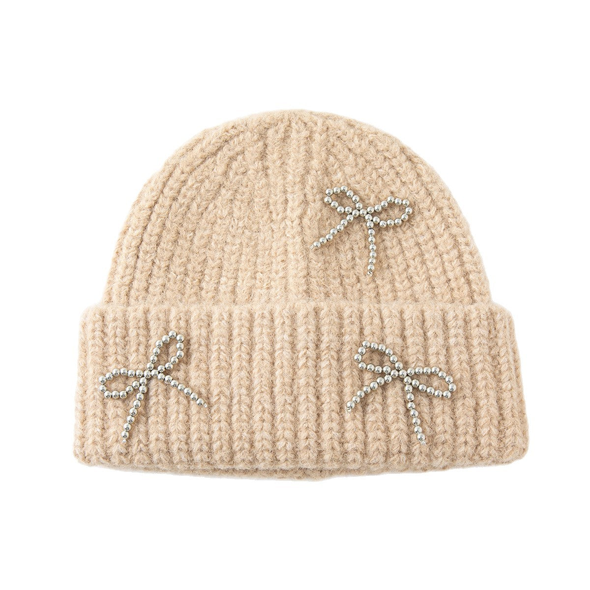 New Autumn Winter Solid-Color Bow-Knot All-Match Knitted Hat