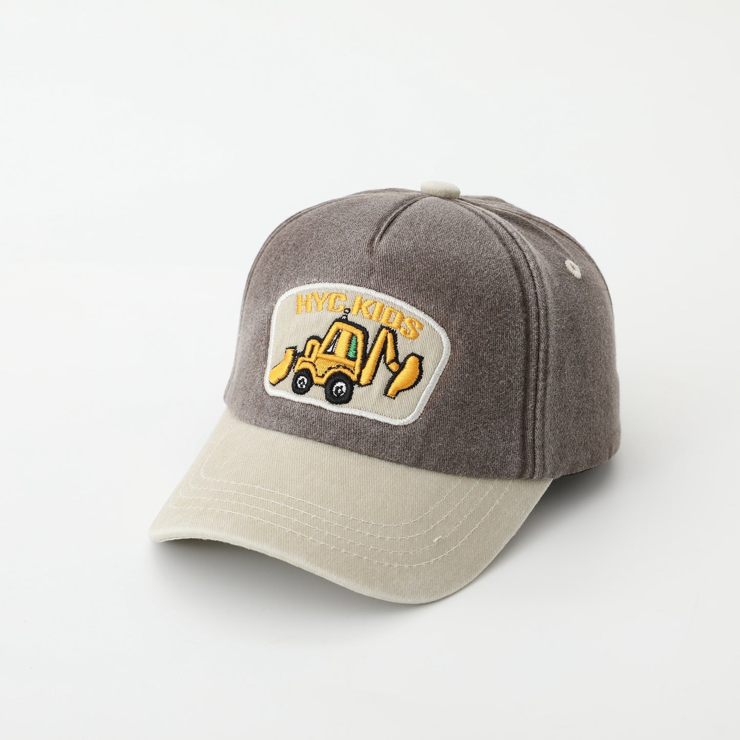 Cartoon Excavator Washed Baseball Cap
