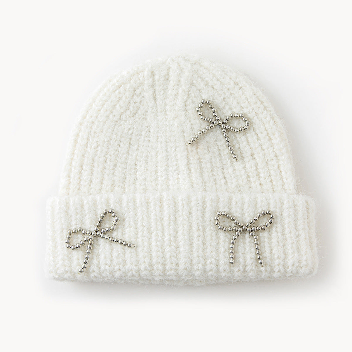 New Autumn Winter Solid-Color Bow-Knot All-Match Knitted Hat