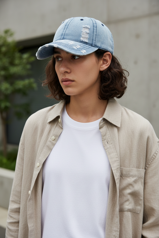 Stevenson Denim Baseball Cap, Adjustable Cotton