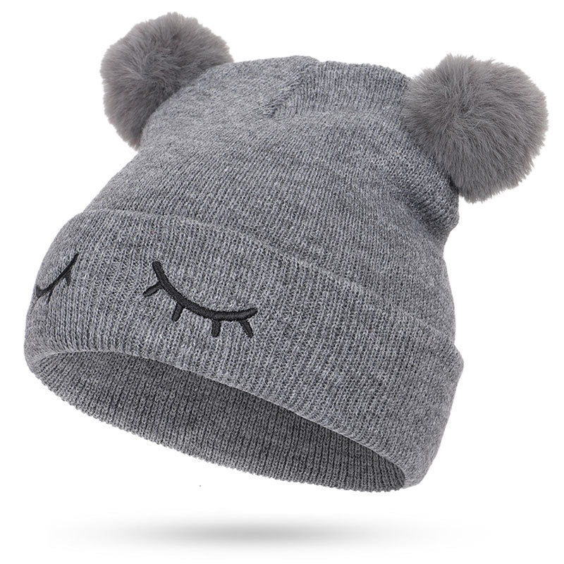 TheCapSpot - Children Woolen Hat Winking Bear Embroidery