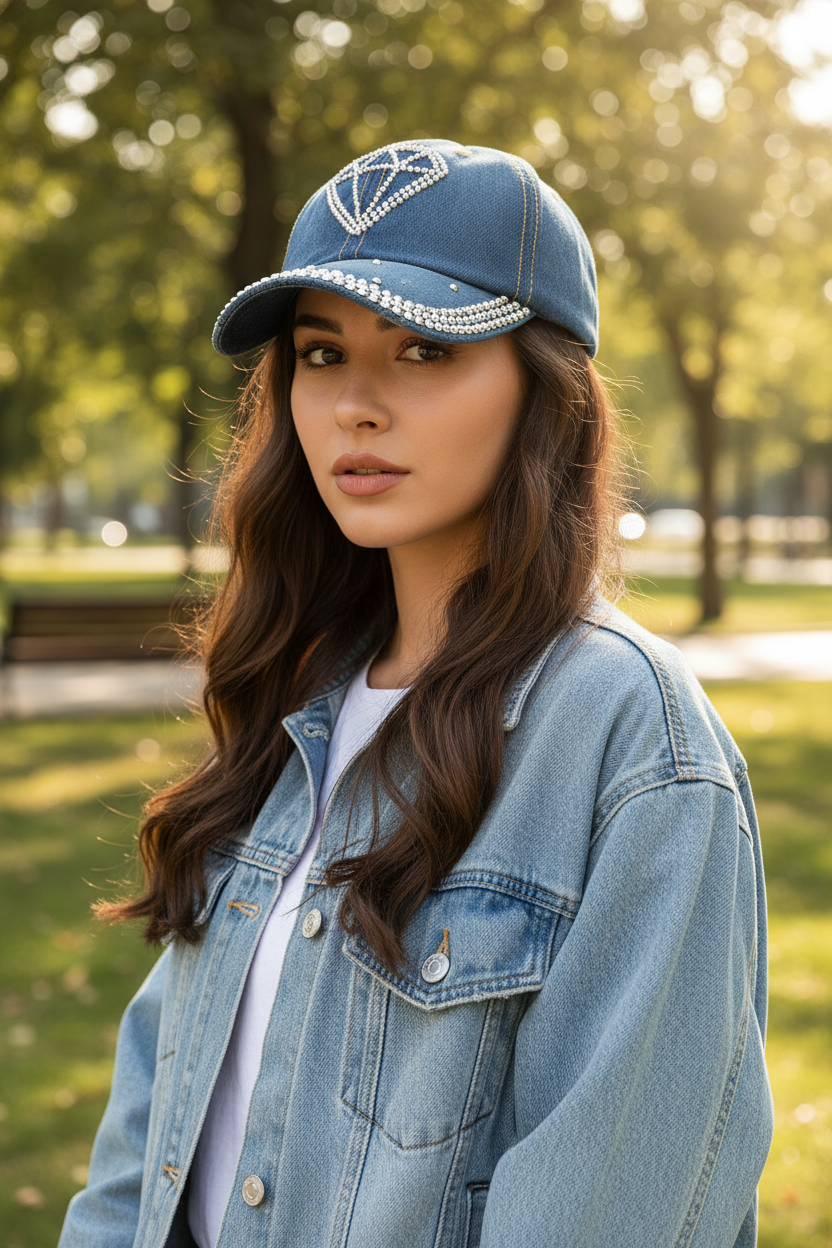 Paris Blue Denim Baseball Cap – Adjustable UV Protection