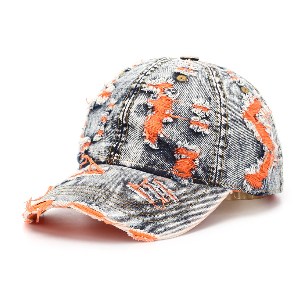 Ripped-line Letter Sun Hat Casual And Versatile