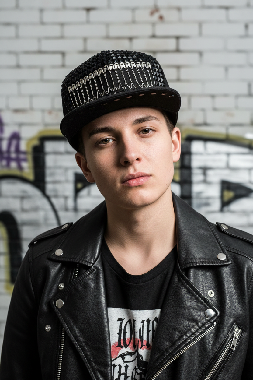Mullings Adjustable Black and Silver Hip Hop Flat Brim Cap