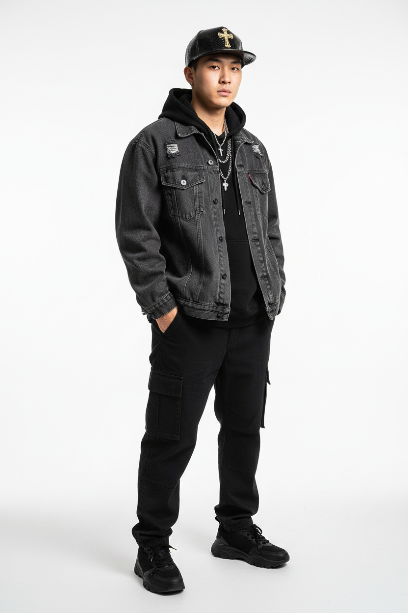 Franklin Faux Leather Skull Baseball Cap with Flat Brim