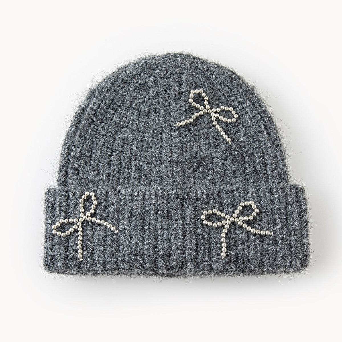 New Autumn Winter Solid-Color Bow-Knot All-Match Knitted Hat