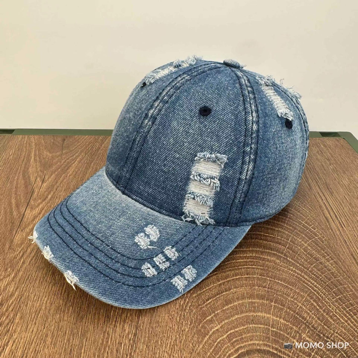 TheCapSpot - Washed Denim Soft Peaked Cap Distressed
