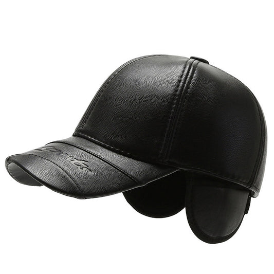Men's Middle-aged And Elderly Winter Cold-proof PU Leather Hat
