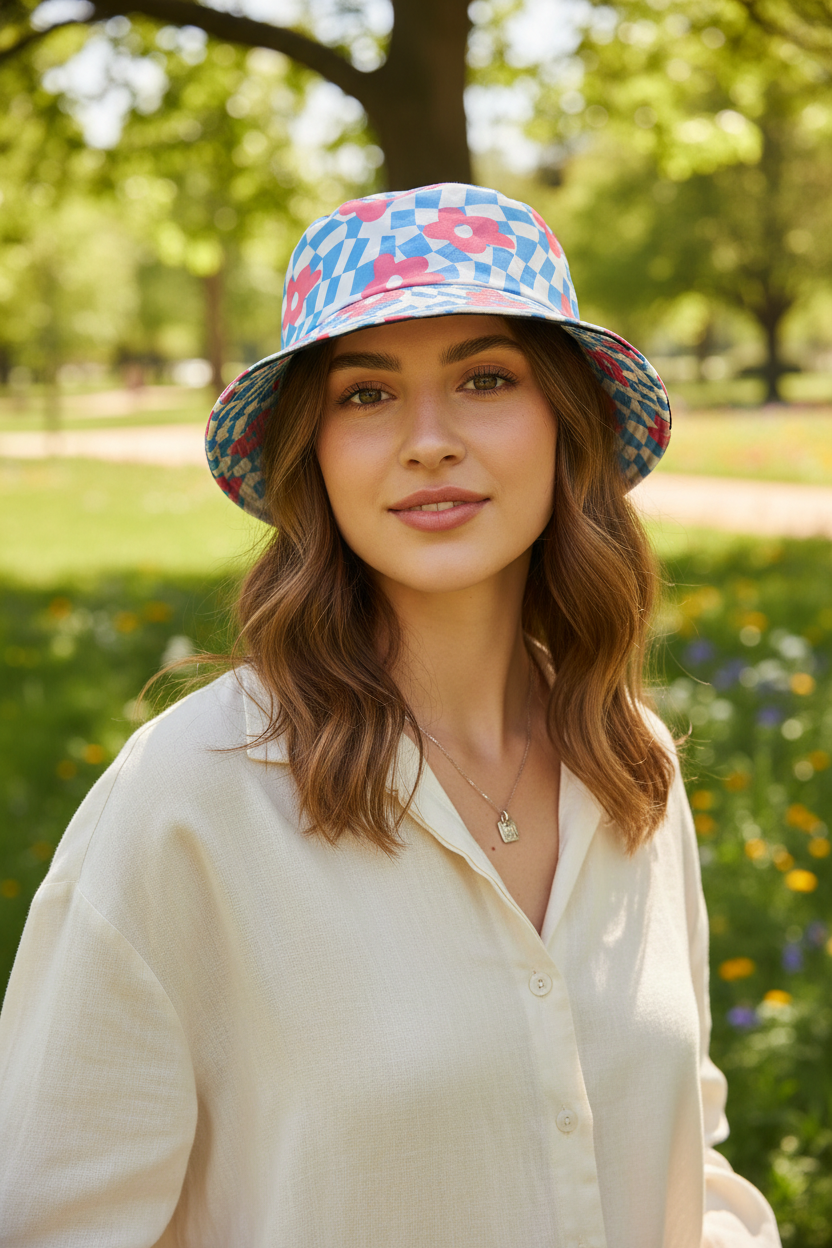 Clarkson Double-Sided Bucket Hat – Flat Top, Multicolor, Medium