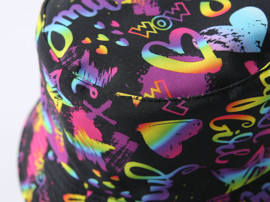TheCapSpot - Spring Summer Heart Print Reversible Bucket Hat