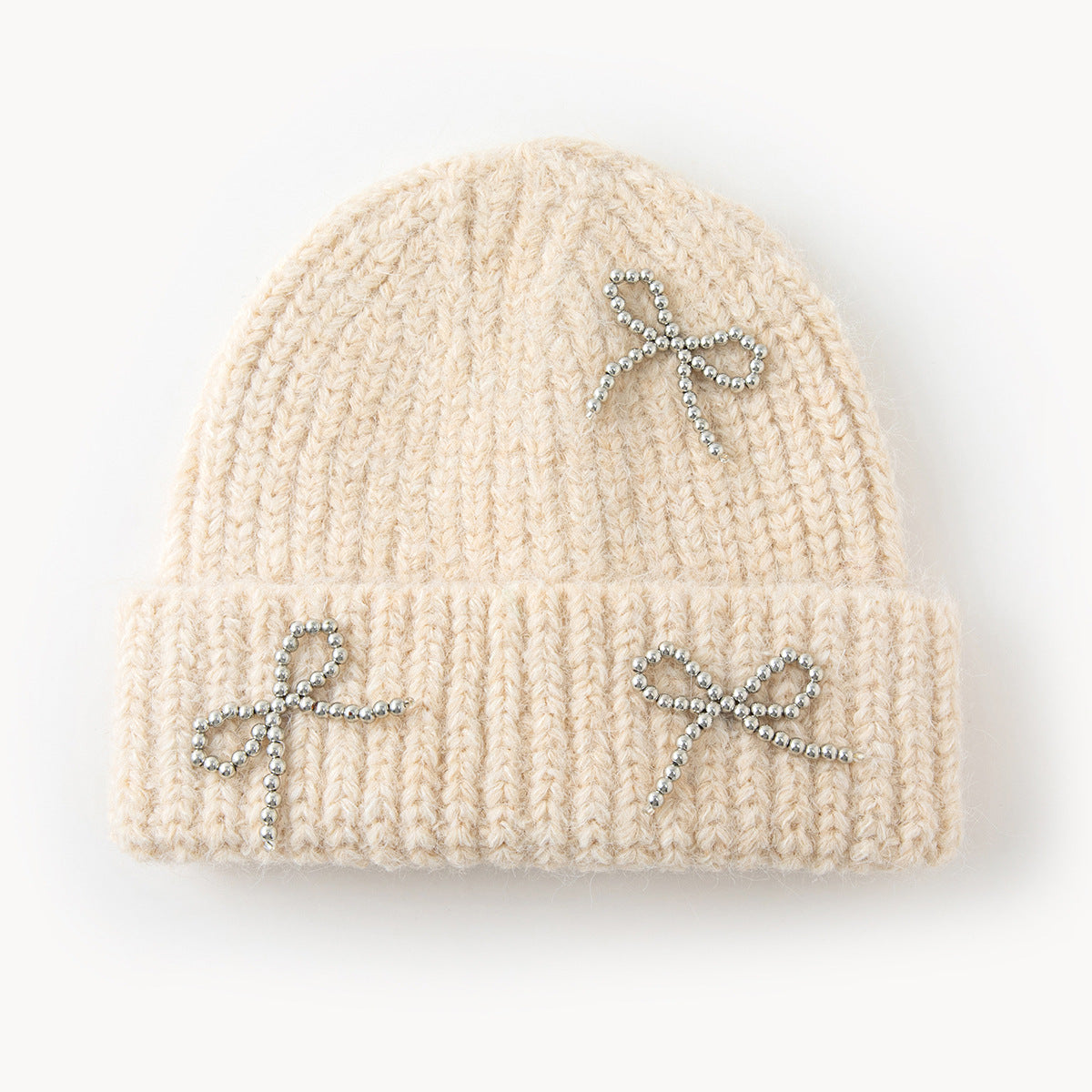 New Autumn Winter Solid-Color Bow-Knot All-Match Knitted Hat